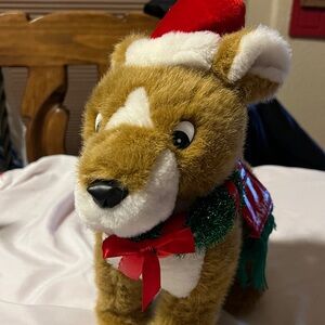 Dasher Reindeer Plush Nanco Toy Connection Brown White Stuffed Animal Santa Hat